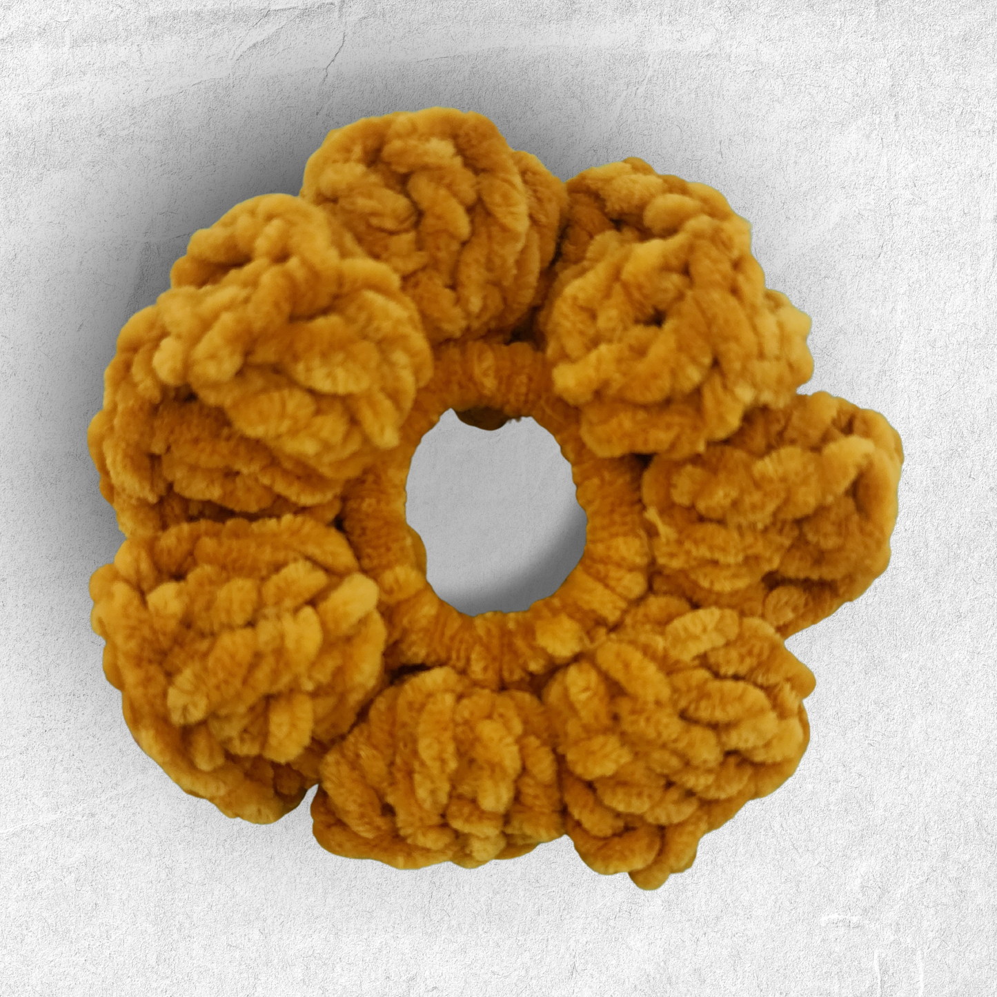 Crochet Velvet Scrunchie – Mustard