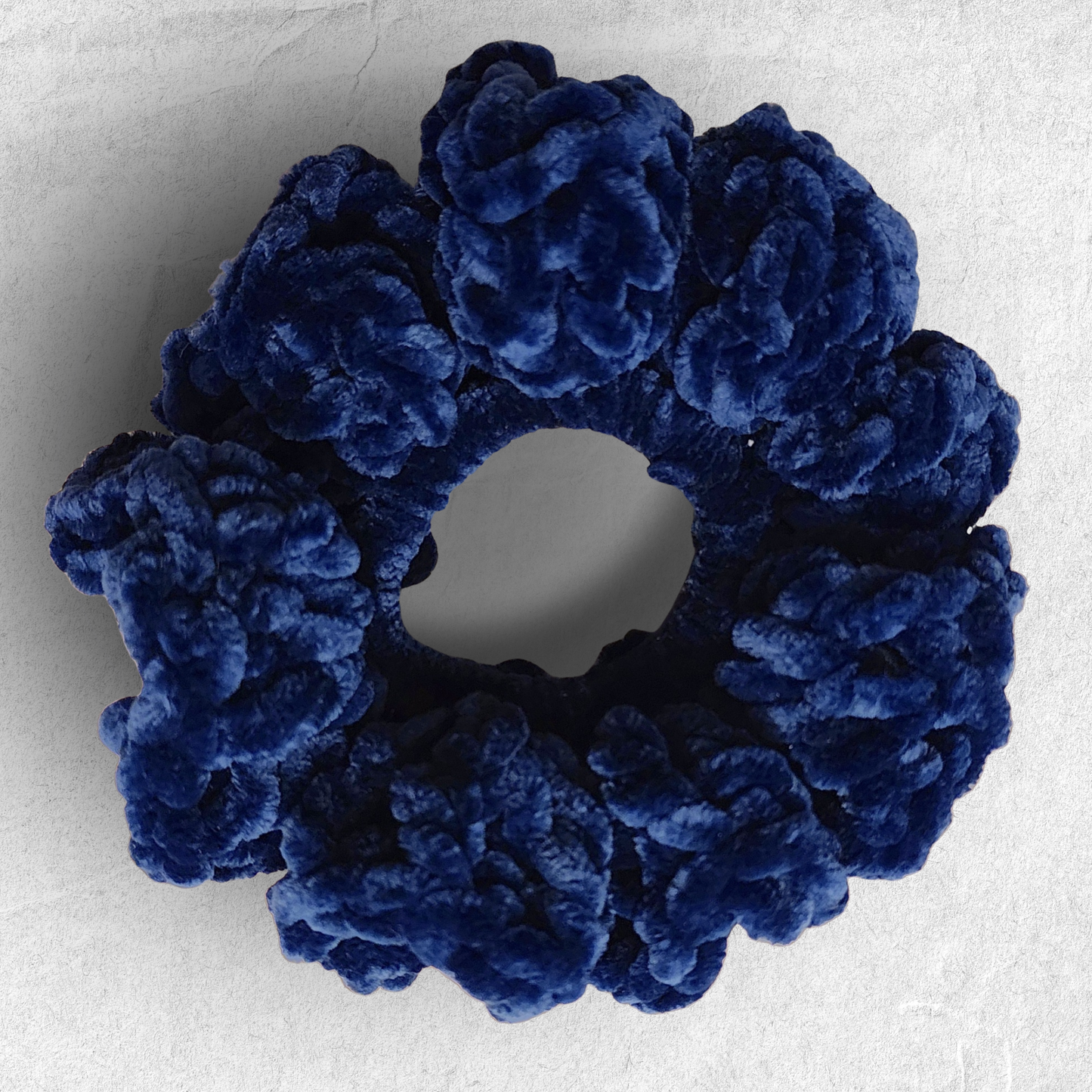 Crochet Velvet Scrunchie – Navy
