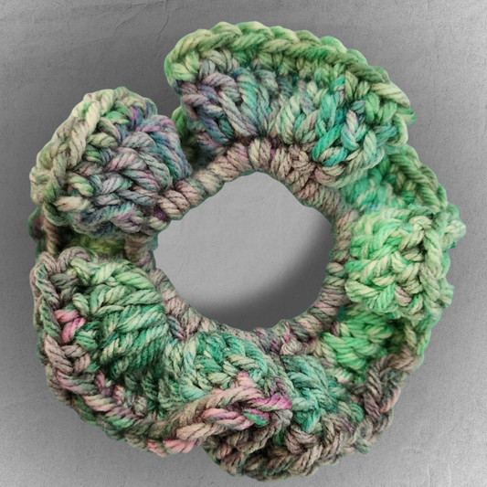 Crochet Acrylic Scrunchie - Purple + Blue Tie-dye