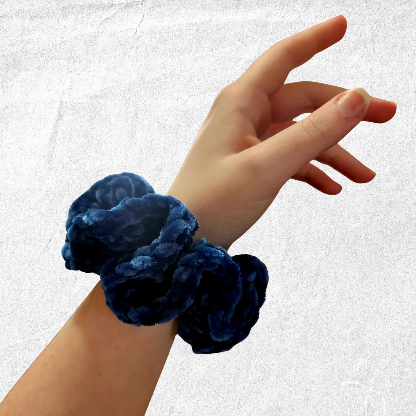 Crochet Velvet Scrunchie – Midnight Sea