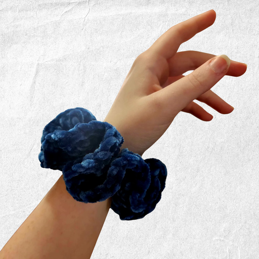 Crochet Velvet Scrunchie – Midnight Sea