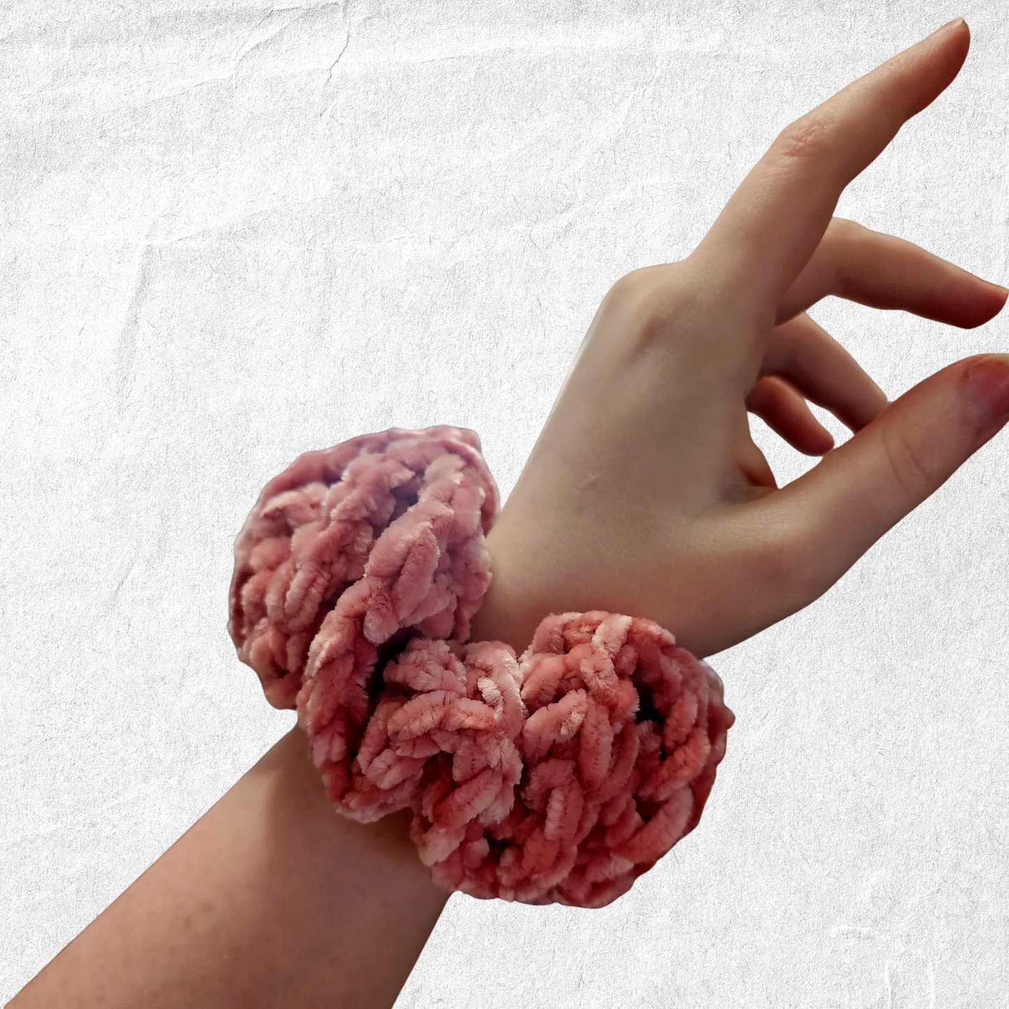 Crochet Velvet Scrunchie – Dusty Blush