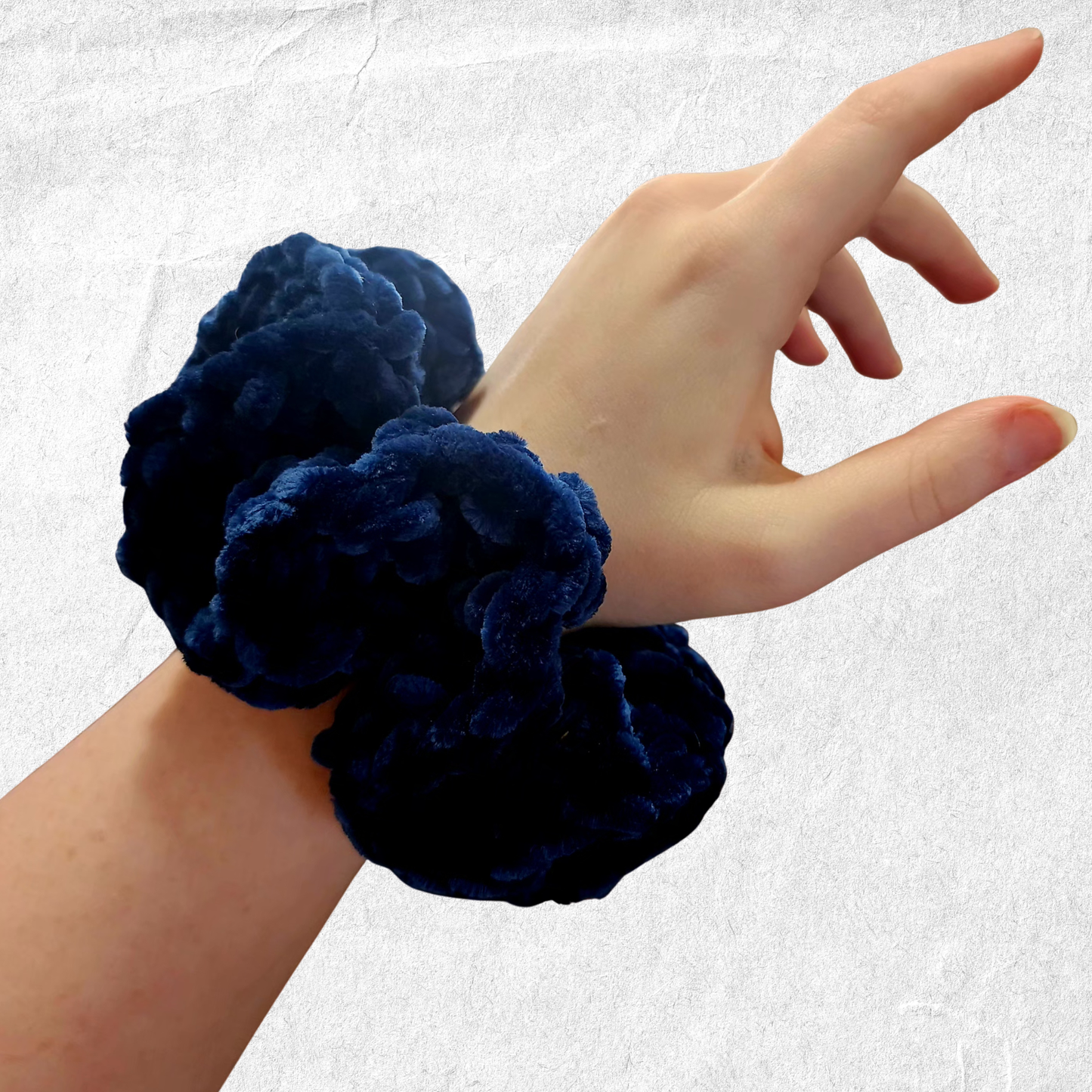 Crochet Velvet Scrunchie – Navy