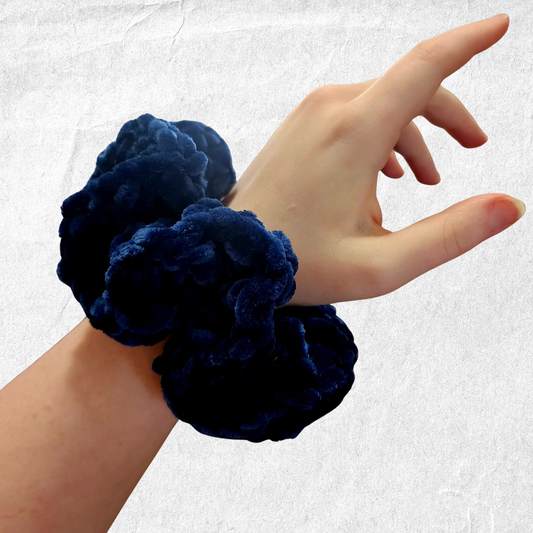 Crochet Velvet Scrunchie – Navy