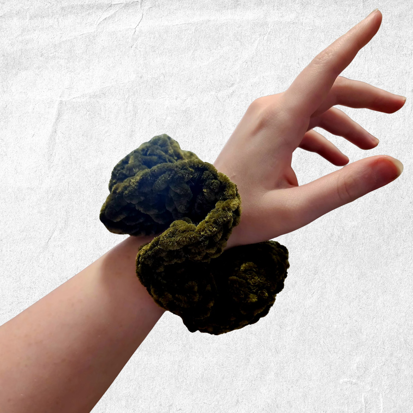Crochet Velvet Scrunchie – Olive