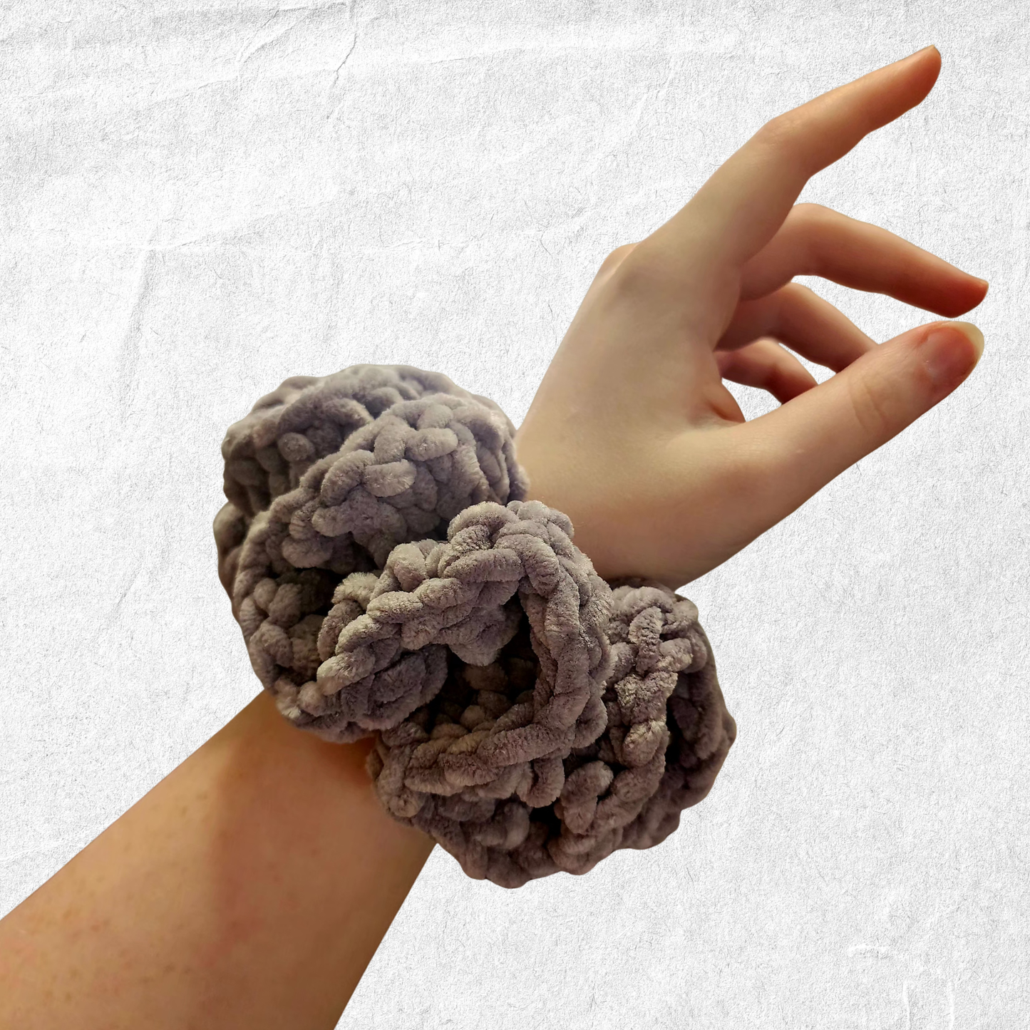Crochet Velvet Scrunchie – Silver