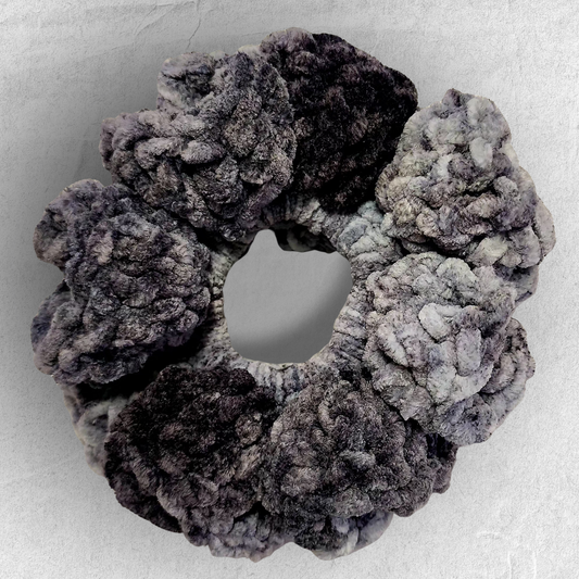 Crochet Velvet Scrunchie – Counting Clouds (Variegated)