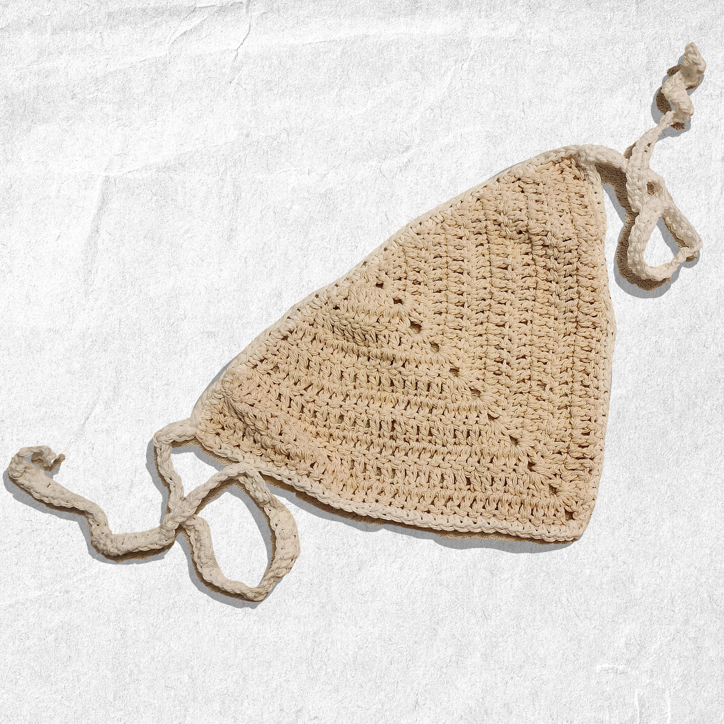 Crochet Cotton Hair Bandana - Ivory + White