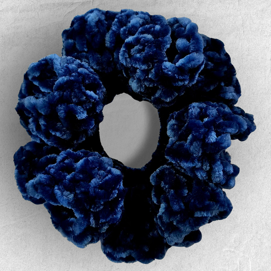 Crochet Velvet Scrunchie – Midnight Sea