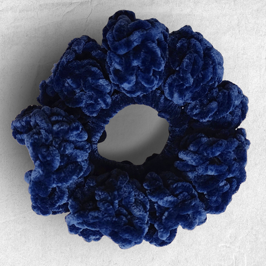Crochet Velvet Scrunchie – Navy