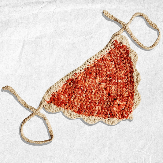 Crochet Cotton Hair Bandana - Pink + White