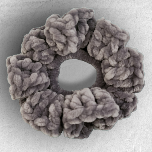 Crochet Velvet Scrunchie – Silver