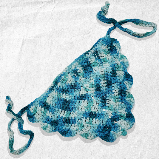 Crochet Cotton Hair Bandana - Blues