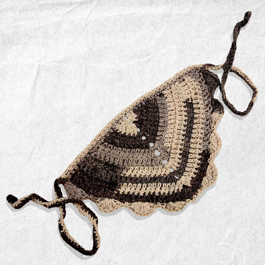 Crochet Cotton Hair Bandana - Grayscale