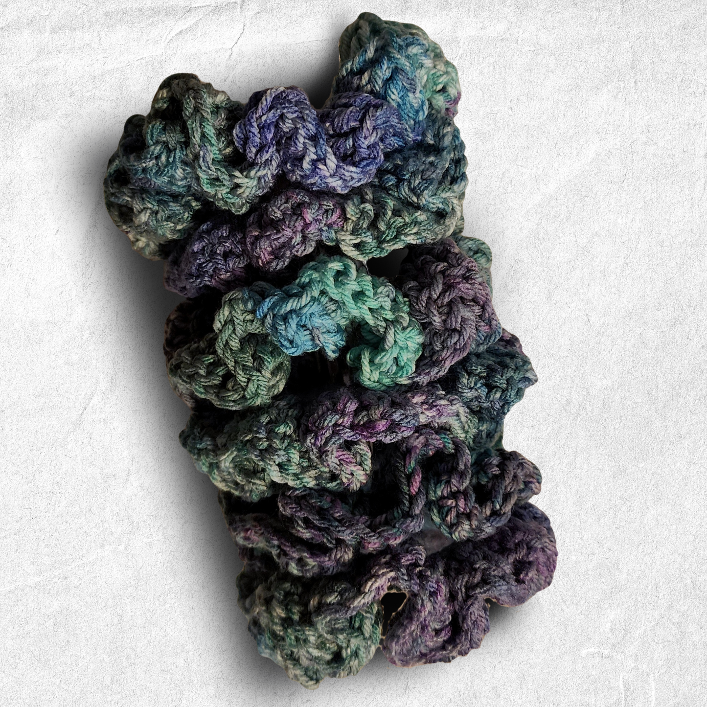 Crochet Acrylic Scrunchie - Purple + Blue Tie-dye